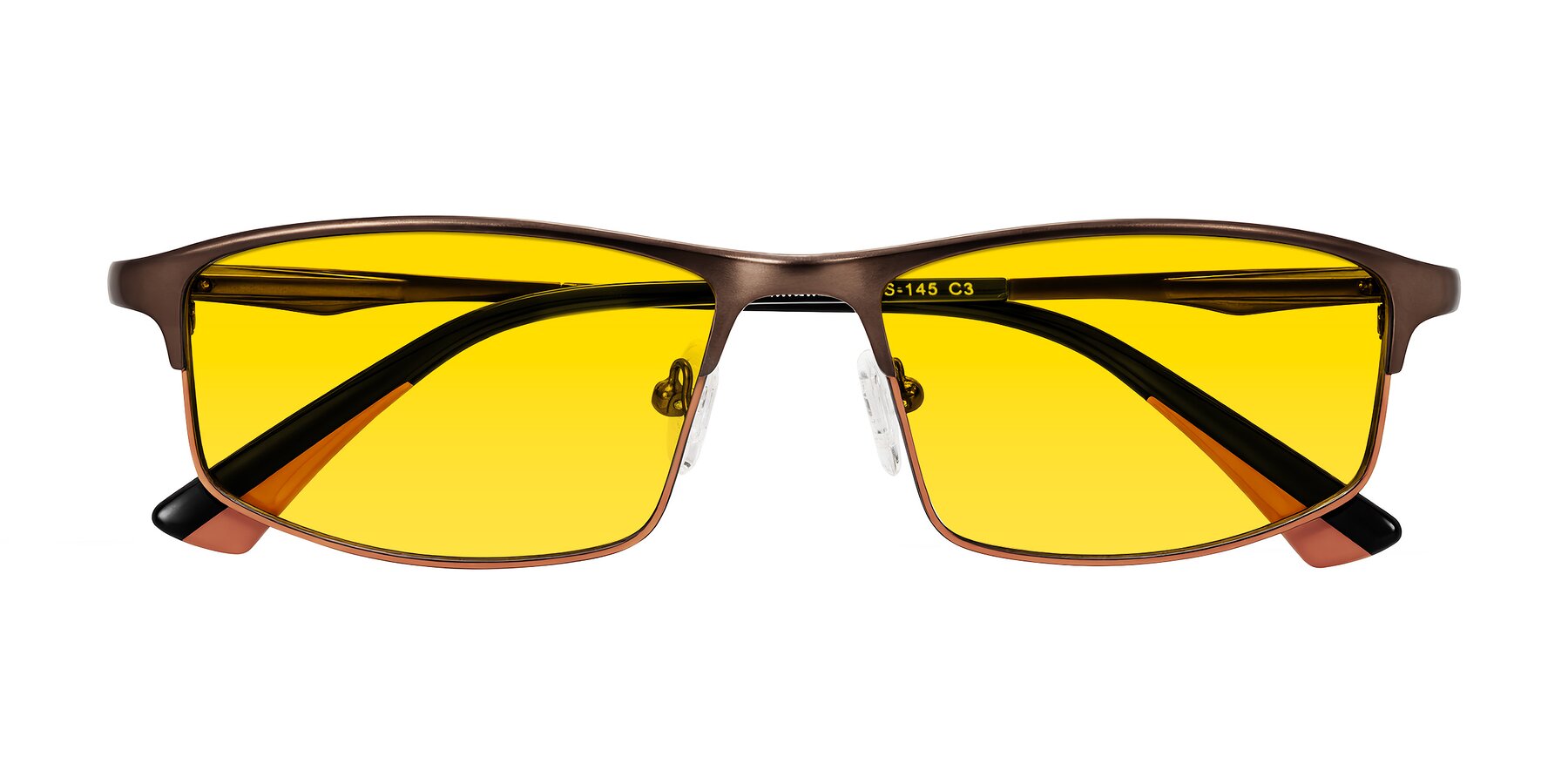Folded Front of Monnow in Brown/Orange with Yellow Tinted Lenses