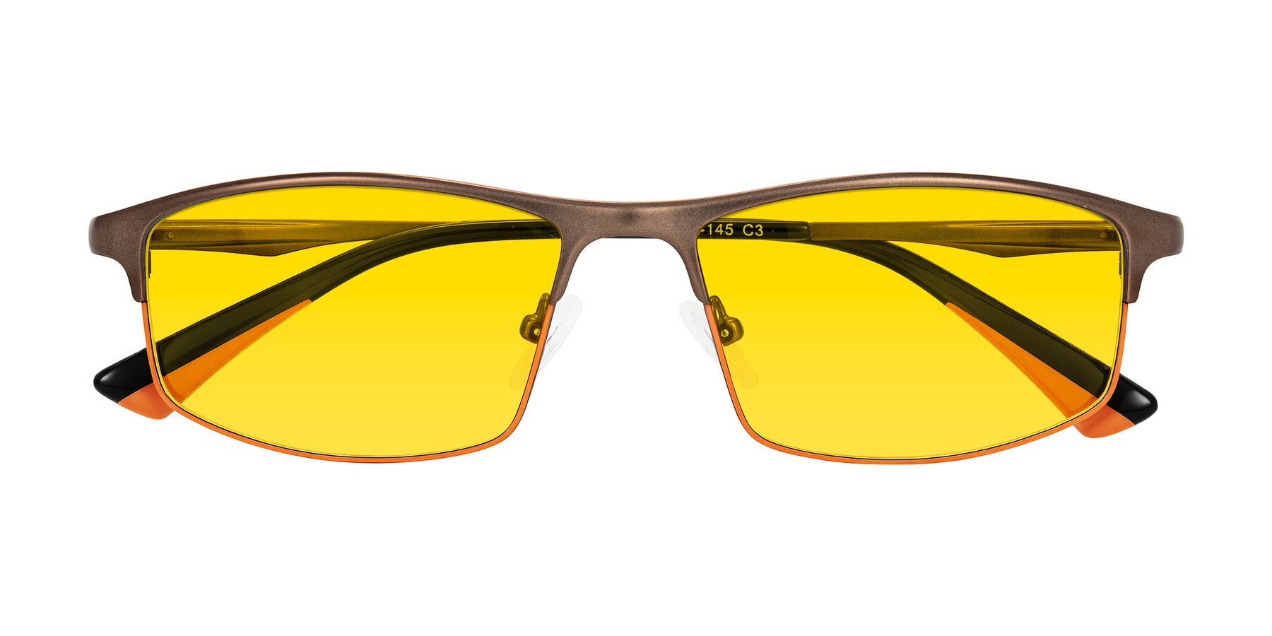 Folded Front of Monnow in Brown/Orange with Yellow Tinted Lenses