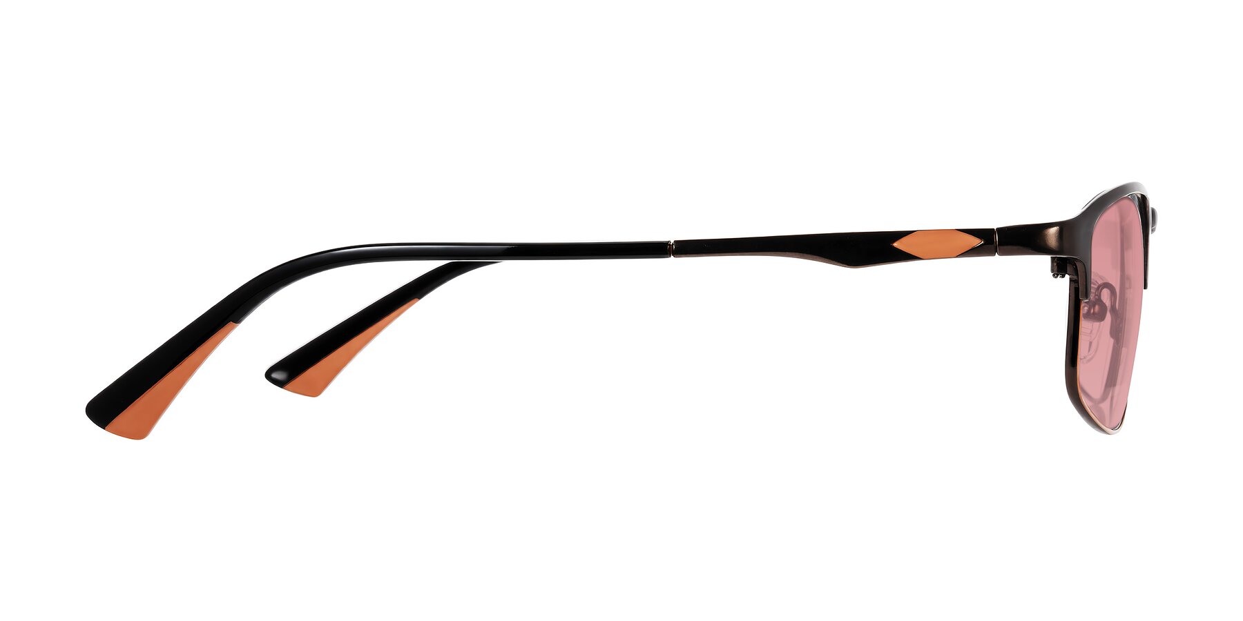 Side of Monnow in Brown/Orange with Medium Garnet Tinted Lenses