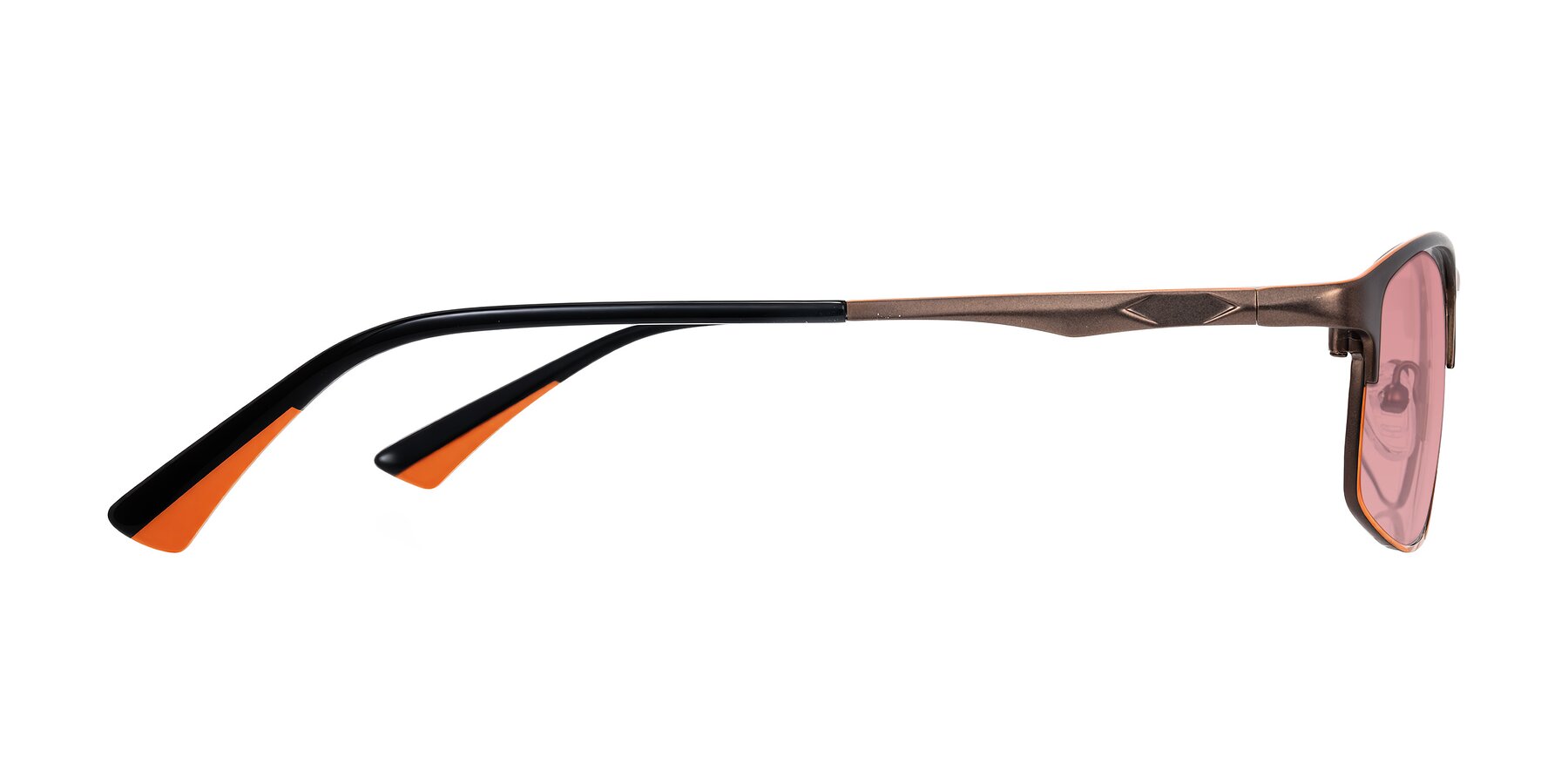 Side of Monnow in Brown/Orange with Medium Garnet Tinted Lenses