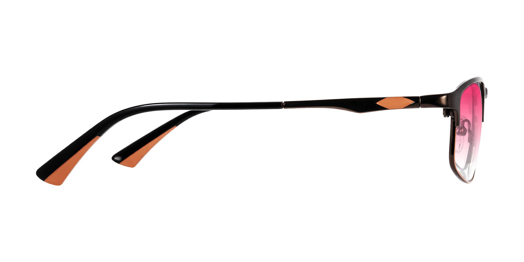 Side of Monnow in Brown/Orange with Pink Gradient Lenses