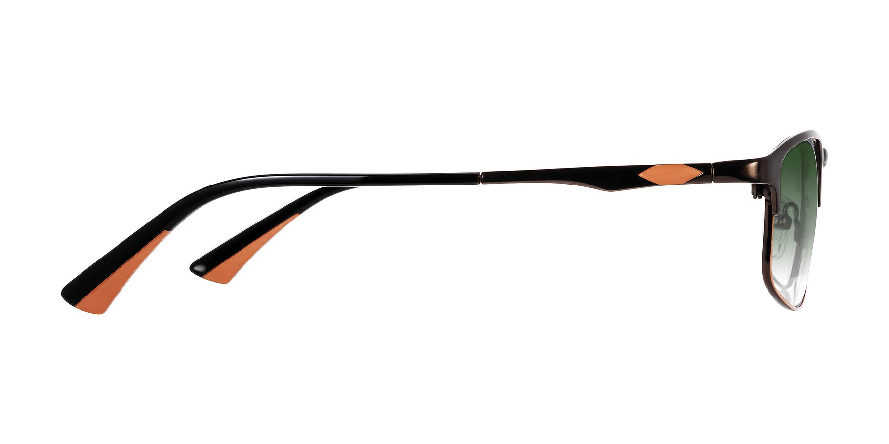 Side of Monnow in Brown/Orange with Green Gradient Lenses