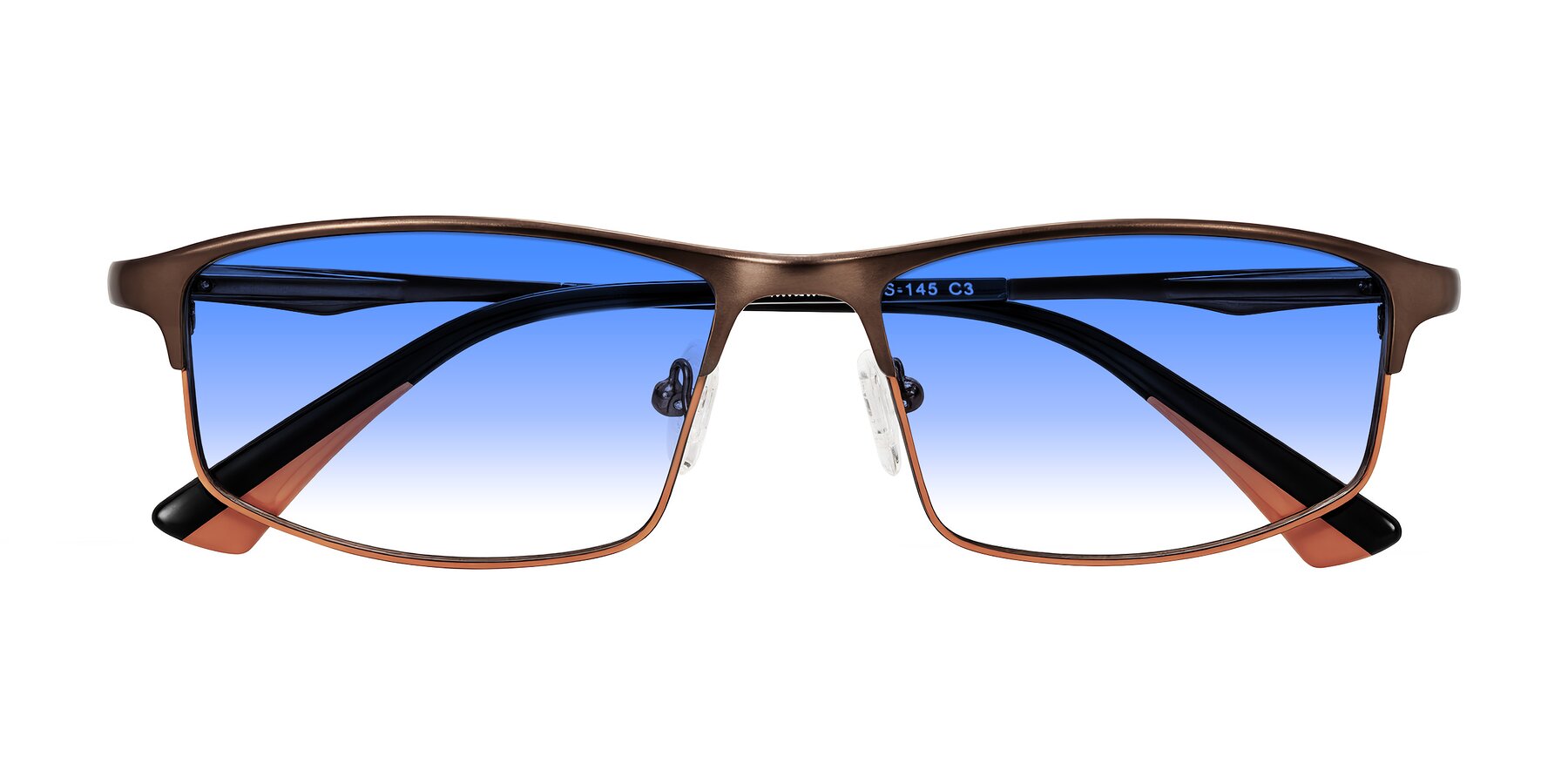Folded Front of Monnow in Brown/Orange with Blue Gradient Lenses