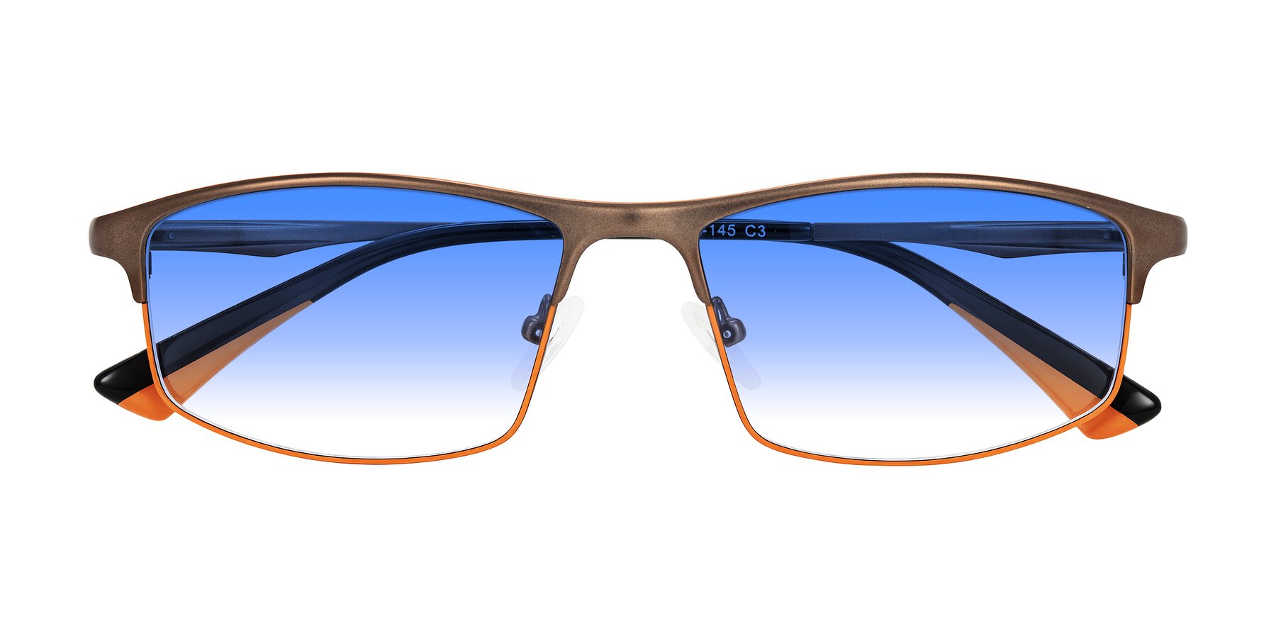 Folded Front of Monnow in Brown/Orange with Blue Gradient Lenses