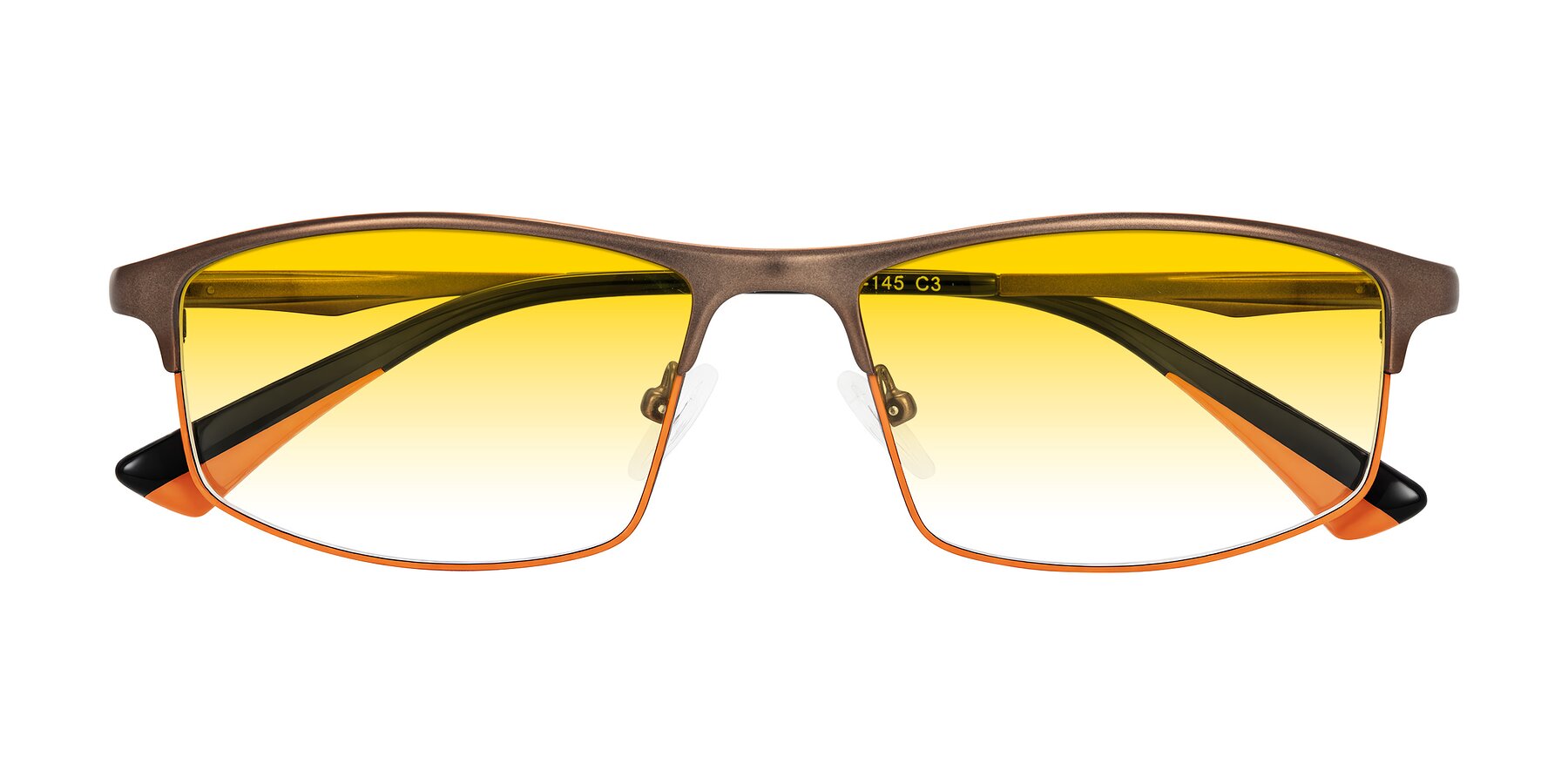 Folded Front of Monnow in Brown/Orange with Yellow Gradient Lenses