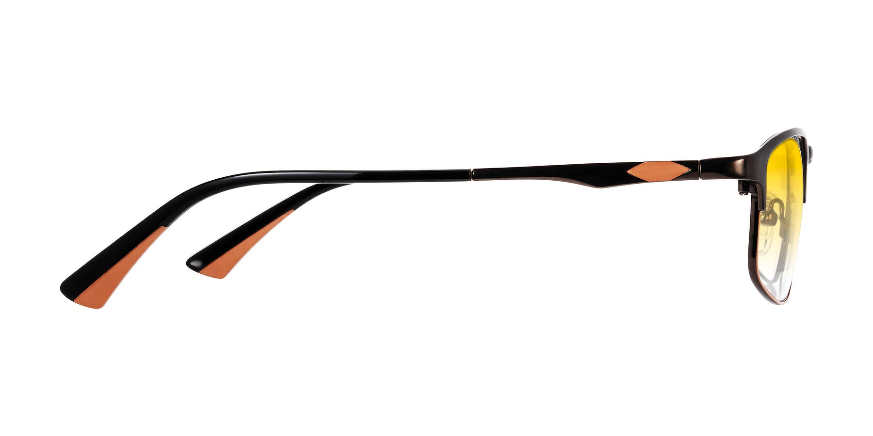 Side of Monnow in Brown/Orange with Yellow Gradient Lenses