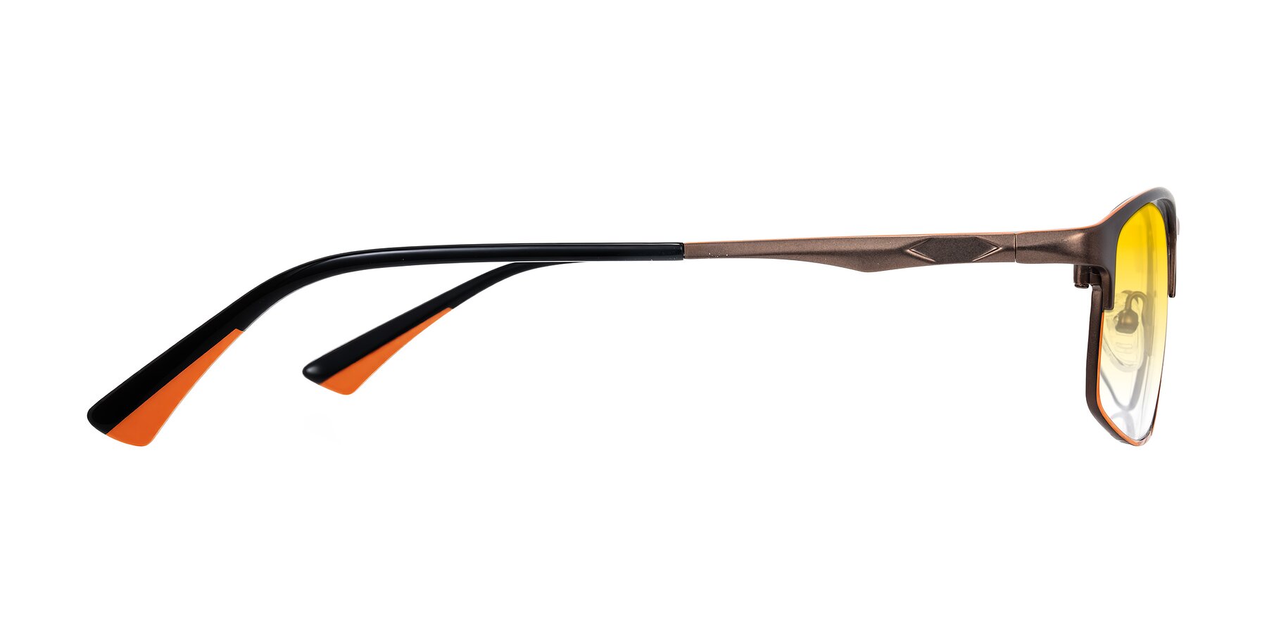 Side of Monnow in Brown/Orange with Yellow Gradient Lenses