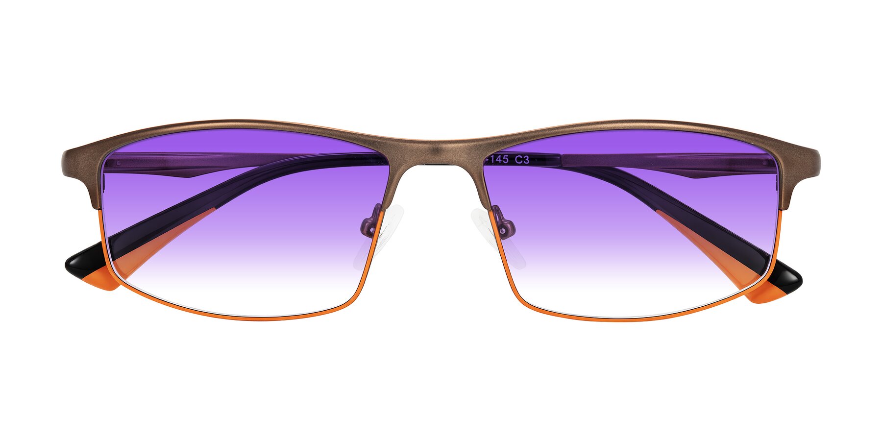 Folded Front of Monnow in Brown/Orange with Purple Gradient Lenses