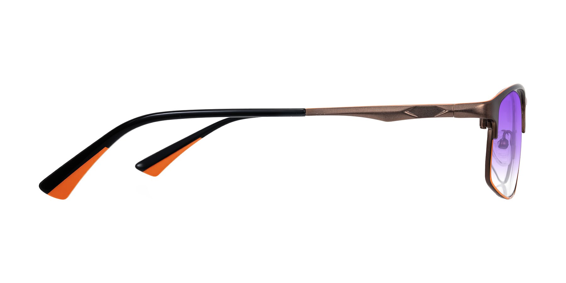 Side of Monnow in Brown/Orange with Purple Gradient Lenses