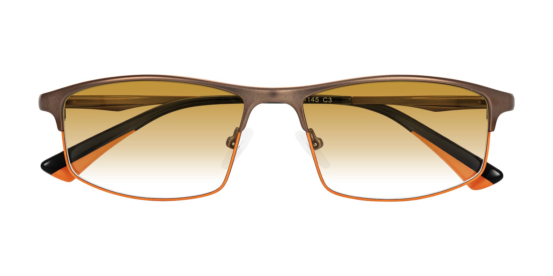 Folded Front of Monnow in Brown/Orange with Champagne Gradient Lenses