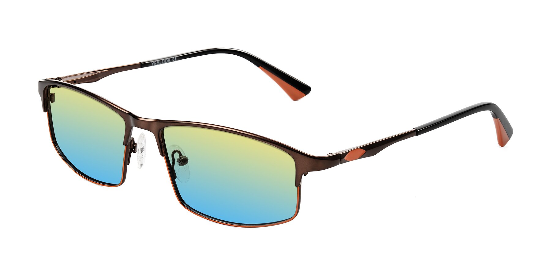 Angle of Monnow in Brown/Orange with Yellow / Blue Gradient Lenses