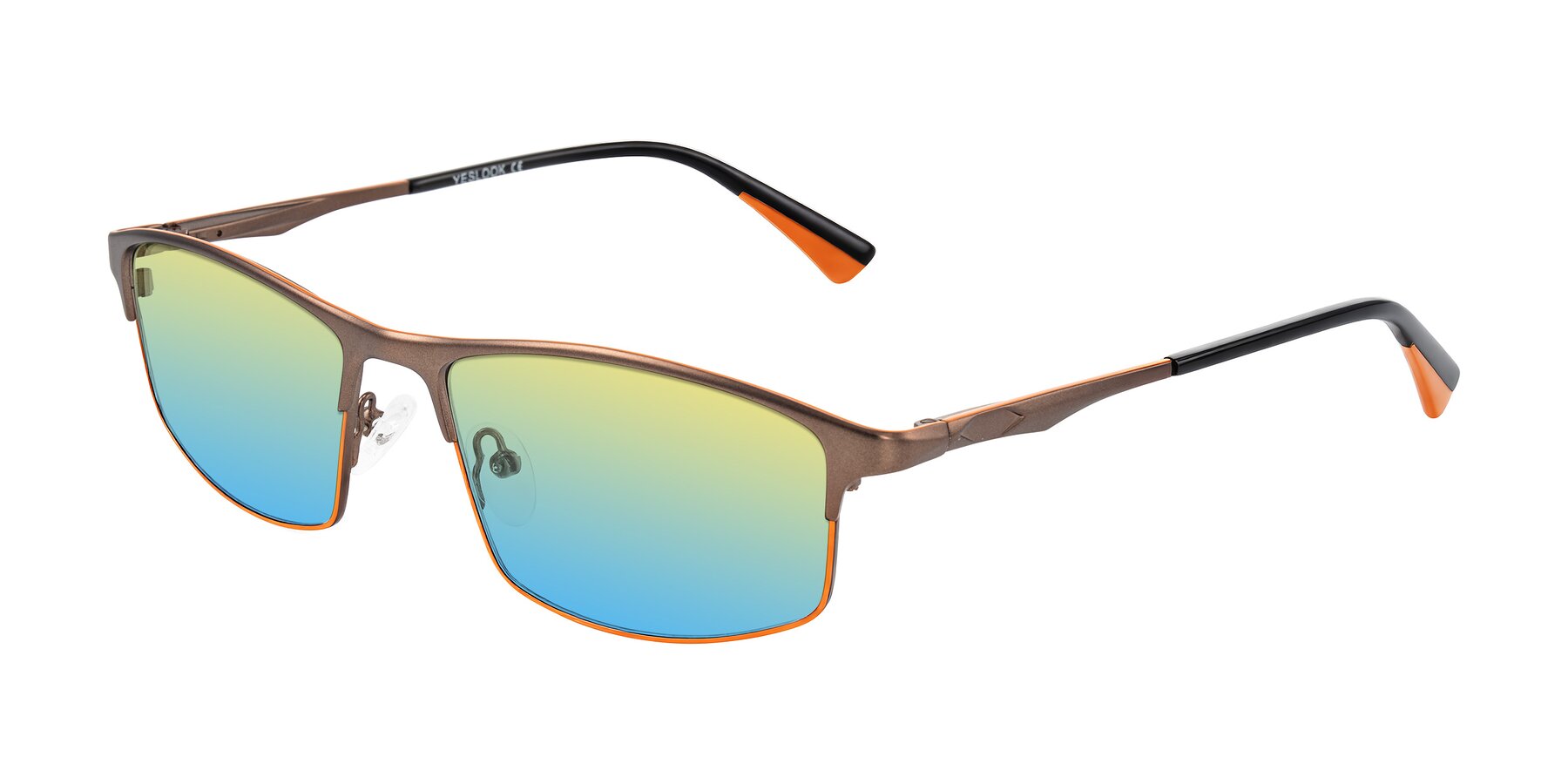 Angle of Monnow in Brown/Orange with Yellow / Blue Gradient Lenses