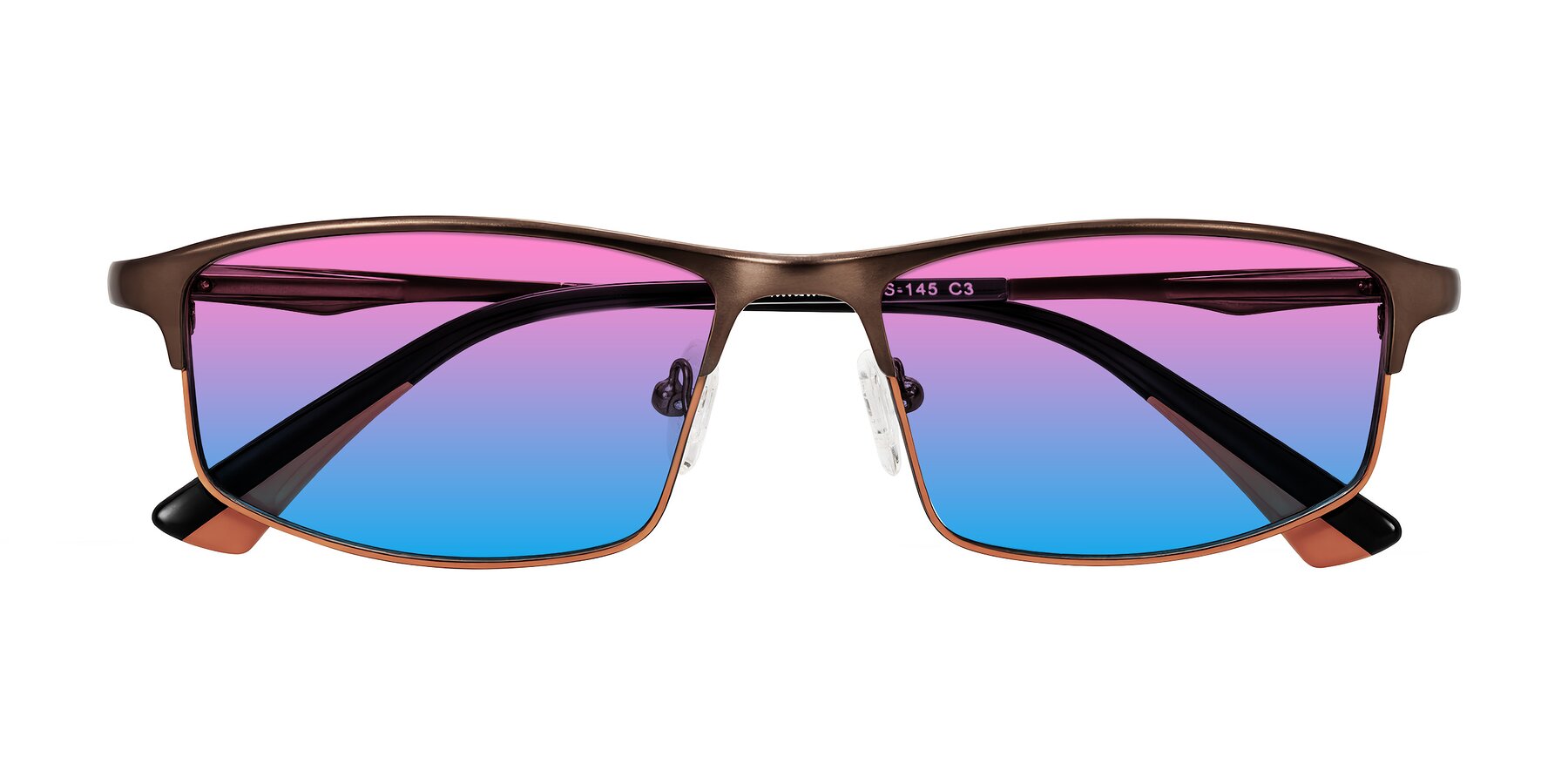 Folded Front of Monnow in Brown/Orange with Pink / Blue Gradient Lenses