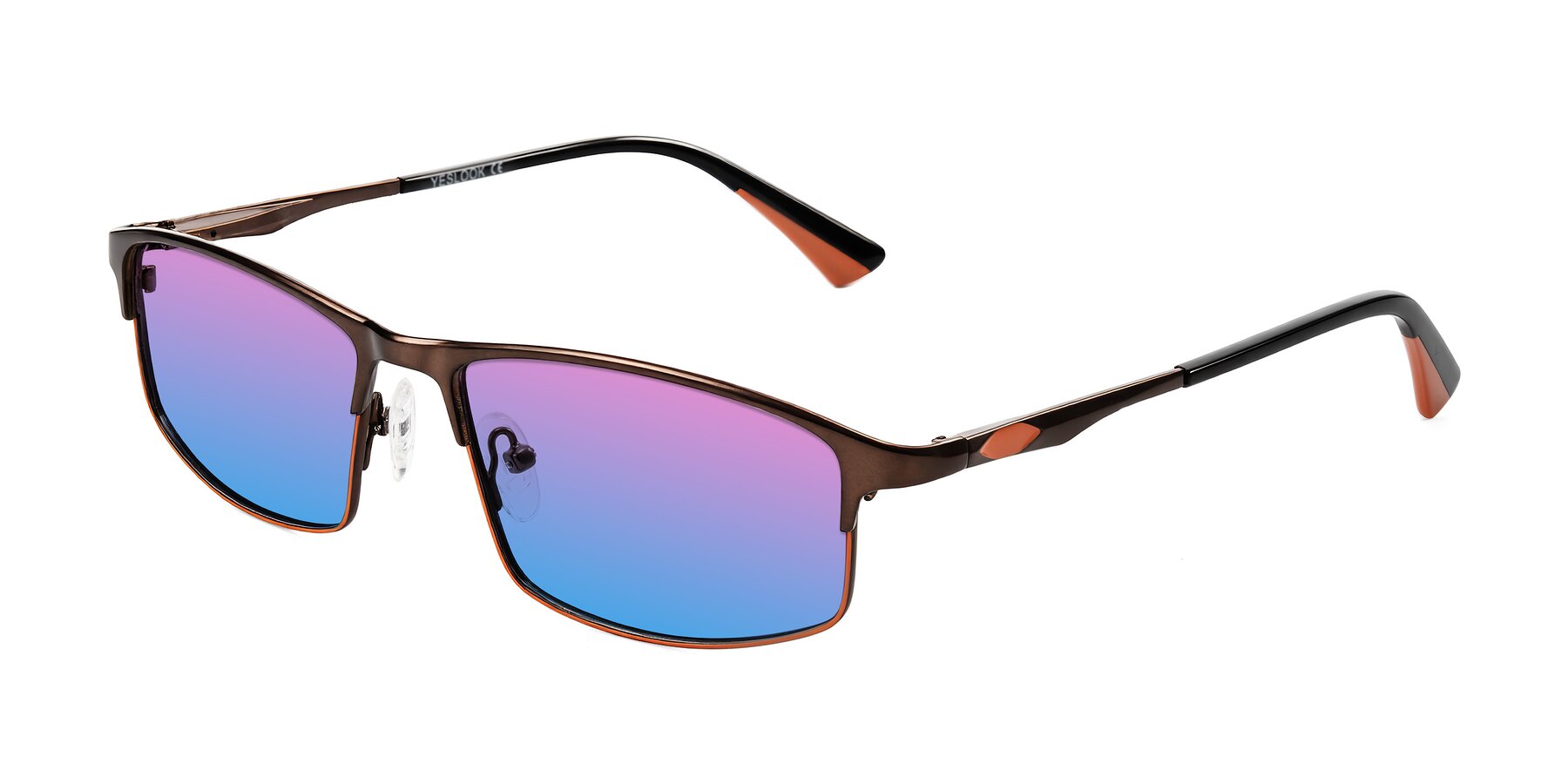 Angle of Monnow in Brown/Orange with Pink / Blue Gradient Lenses