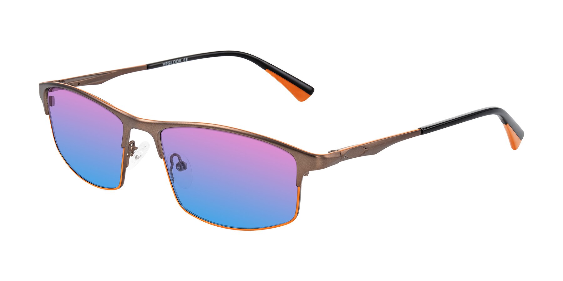 Angle of Monnow in Brown/Orange with Pink / Blue Gradient Lenses