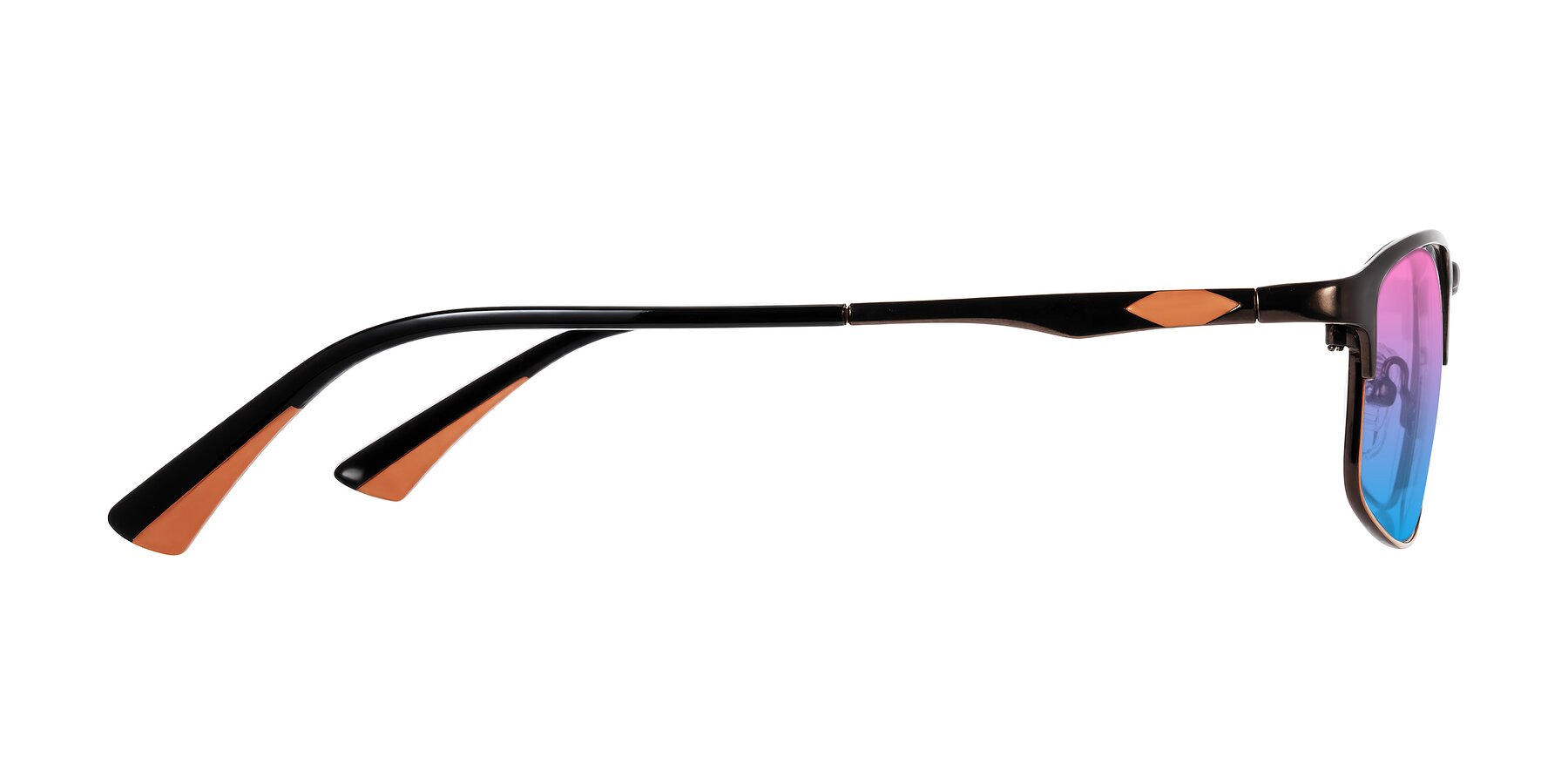 Side of Monnow in Brown/Orange with Pink / Blue Gradient Lenses