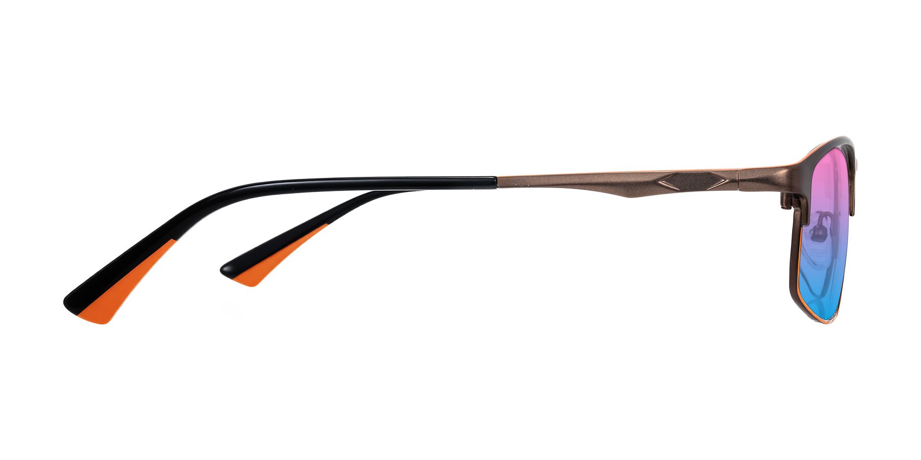 Side of Monnow in Brown/Orange with Pink / Blue Gradient Lenses