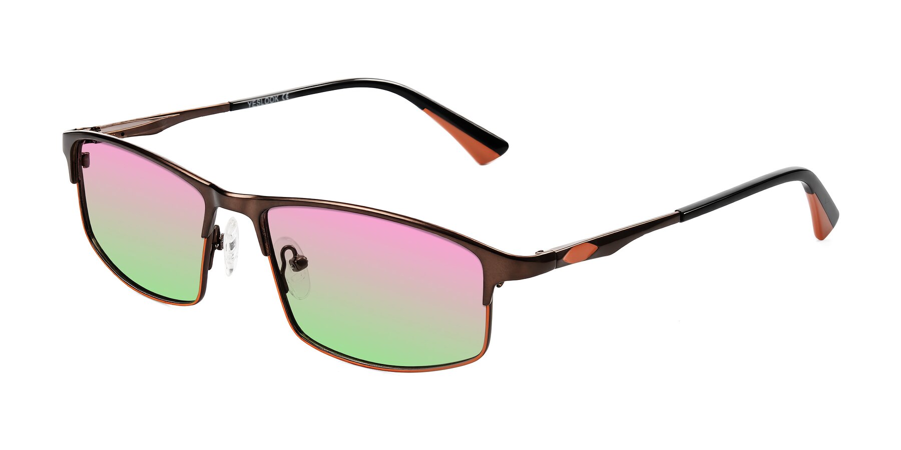 Angle of Monnow in Brown/Orange with Pink / Green Gradient Lenses