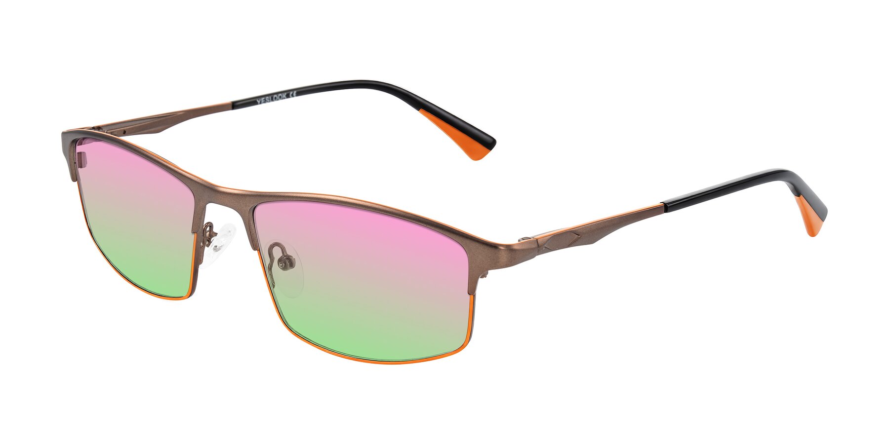 Angle of Monnow in Brown/Orange with Pink / Green Gradient Lenses
