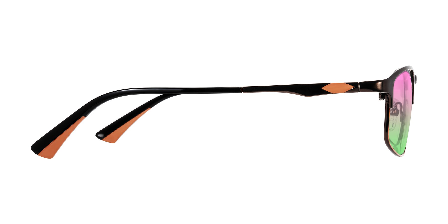 Side of Monnow in Brown/Orange with Pink / Green Gradient Lenses