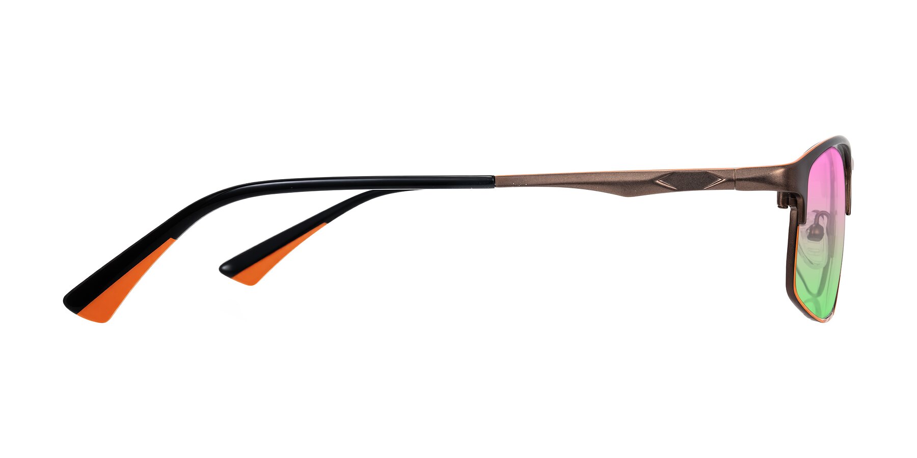 Side of Monnow in Brown/Orange with Pink / Green Gradient Lenses