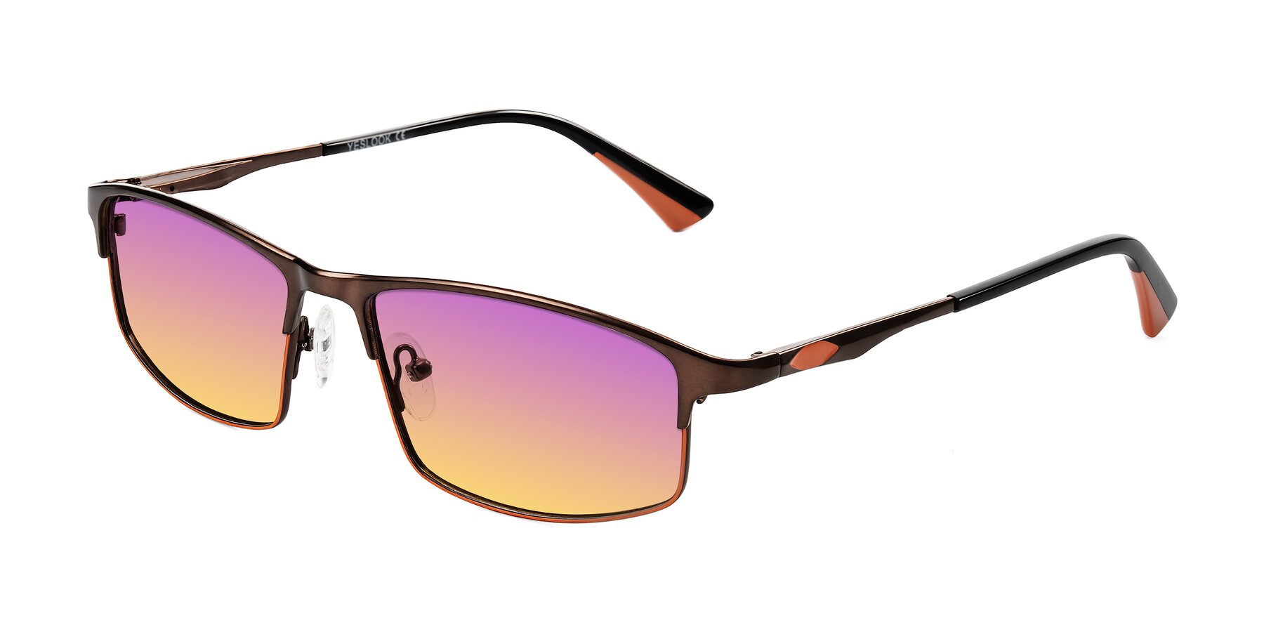 Angle of Monnow in Brown/Orange with Purple / Yellow Gradient Lenses
