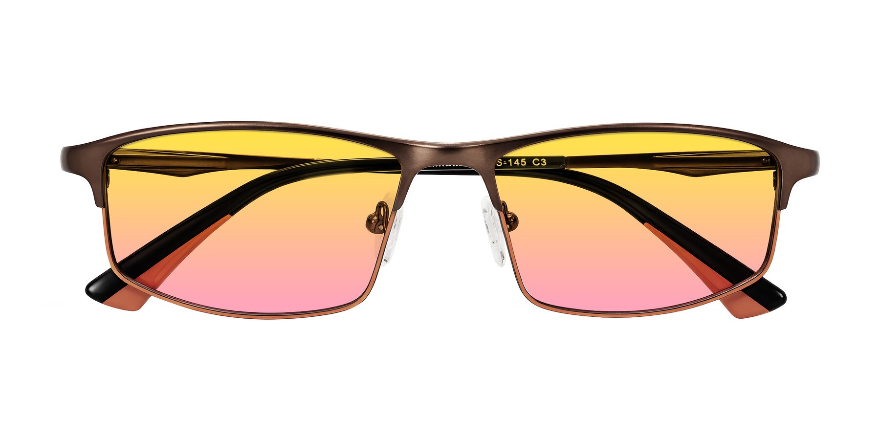 Folded Front of Monnow in Brown/Orange with Yellow / Pink Gradient Lenses