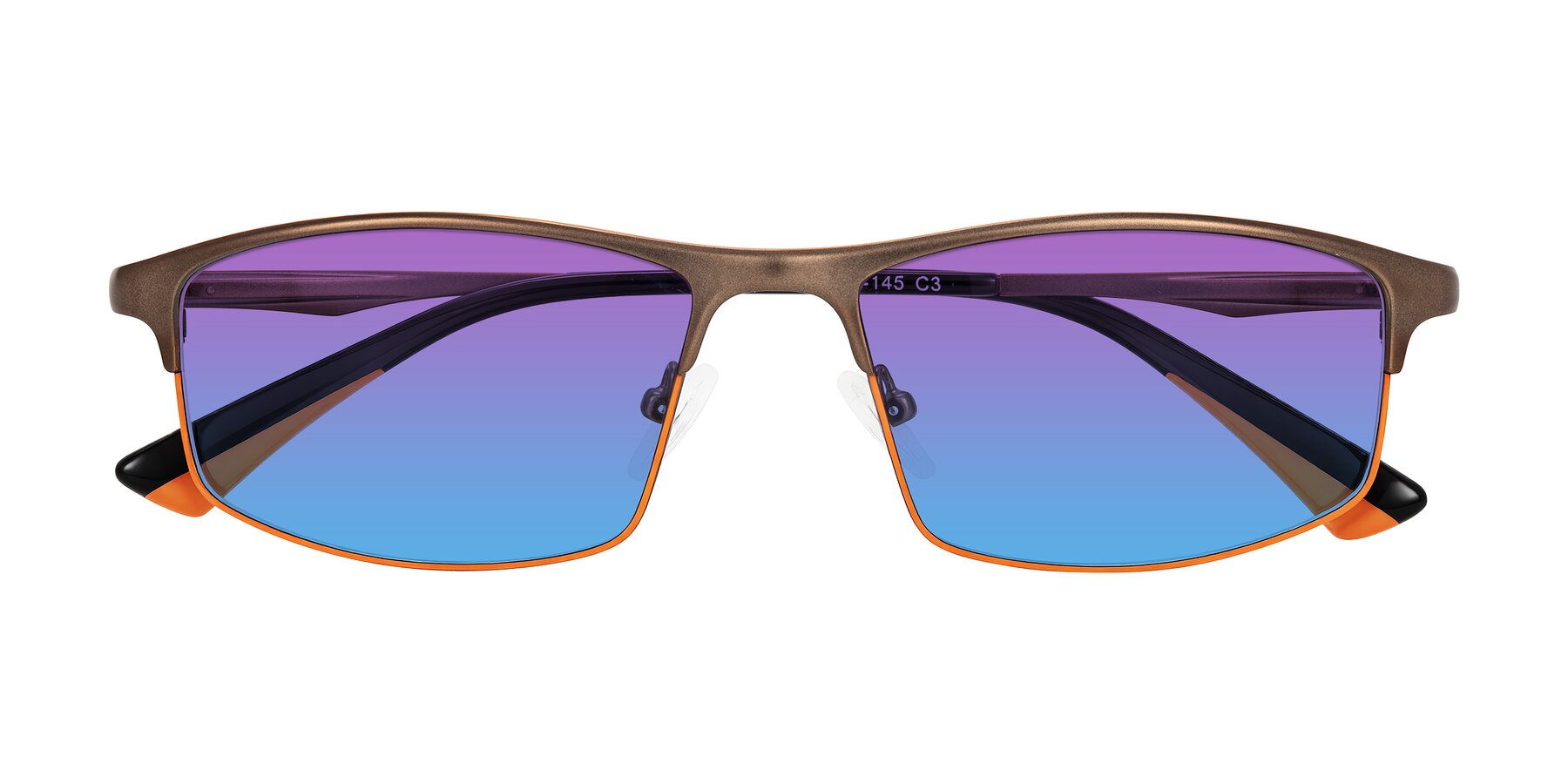 Folded Front of Monnow in Brown/Orange with Purple / Blue Gradient Lenses