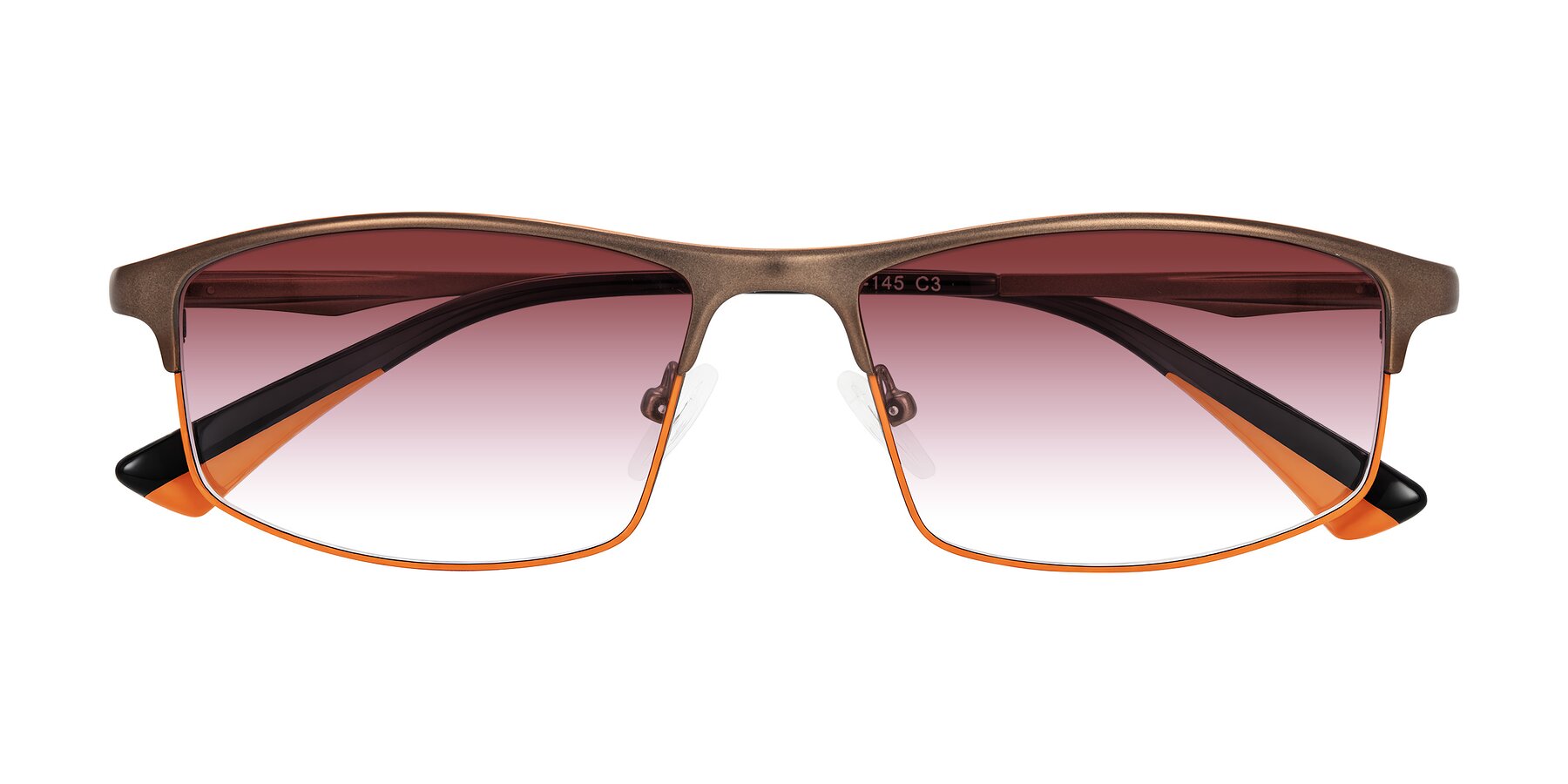 Folded Front of Monnow in Brown/Orange with Garnet Gradient Lenses