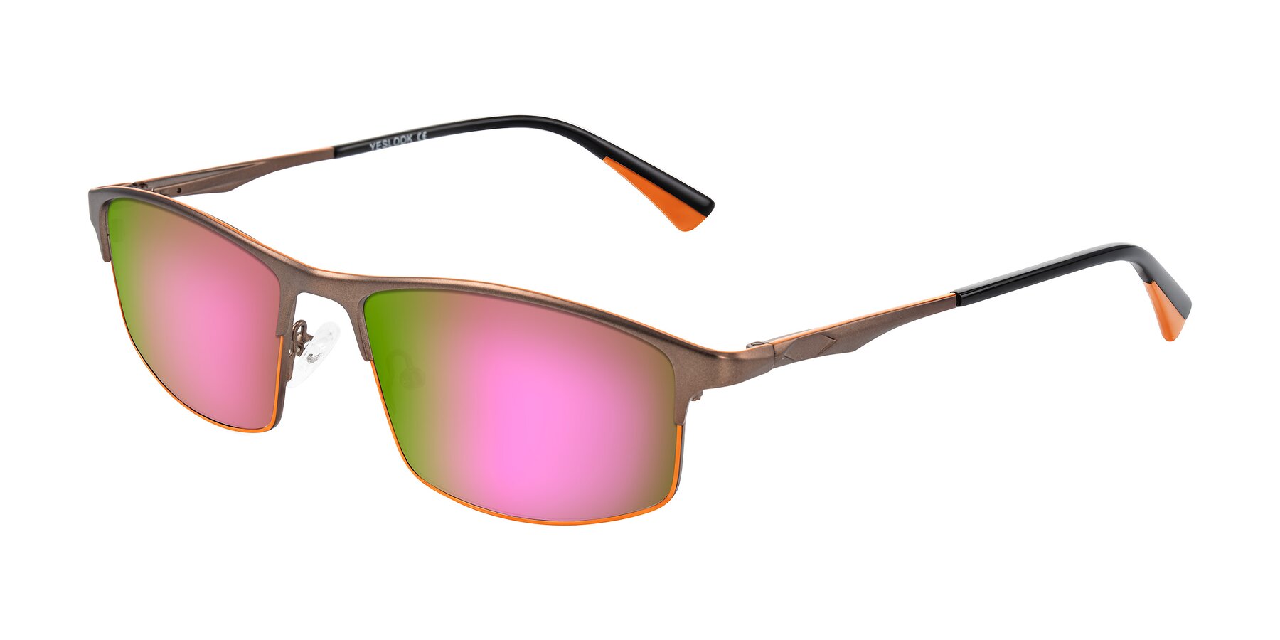 Angle of Monnow in Brown/Orange with Pink Mirrored Lenses