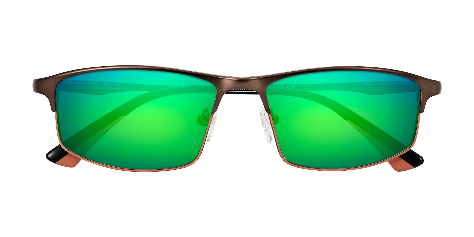 Folded Front of Monnow in Brown/Orange with Green Mirrored Lenses