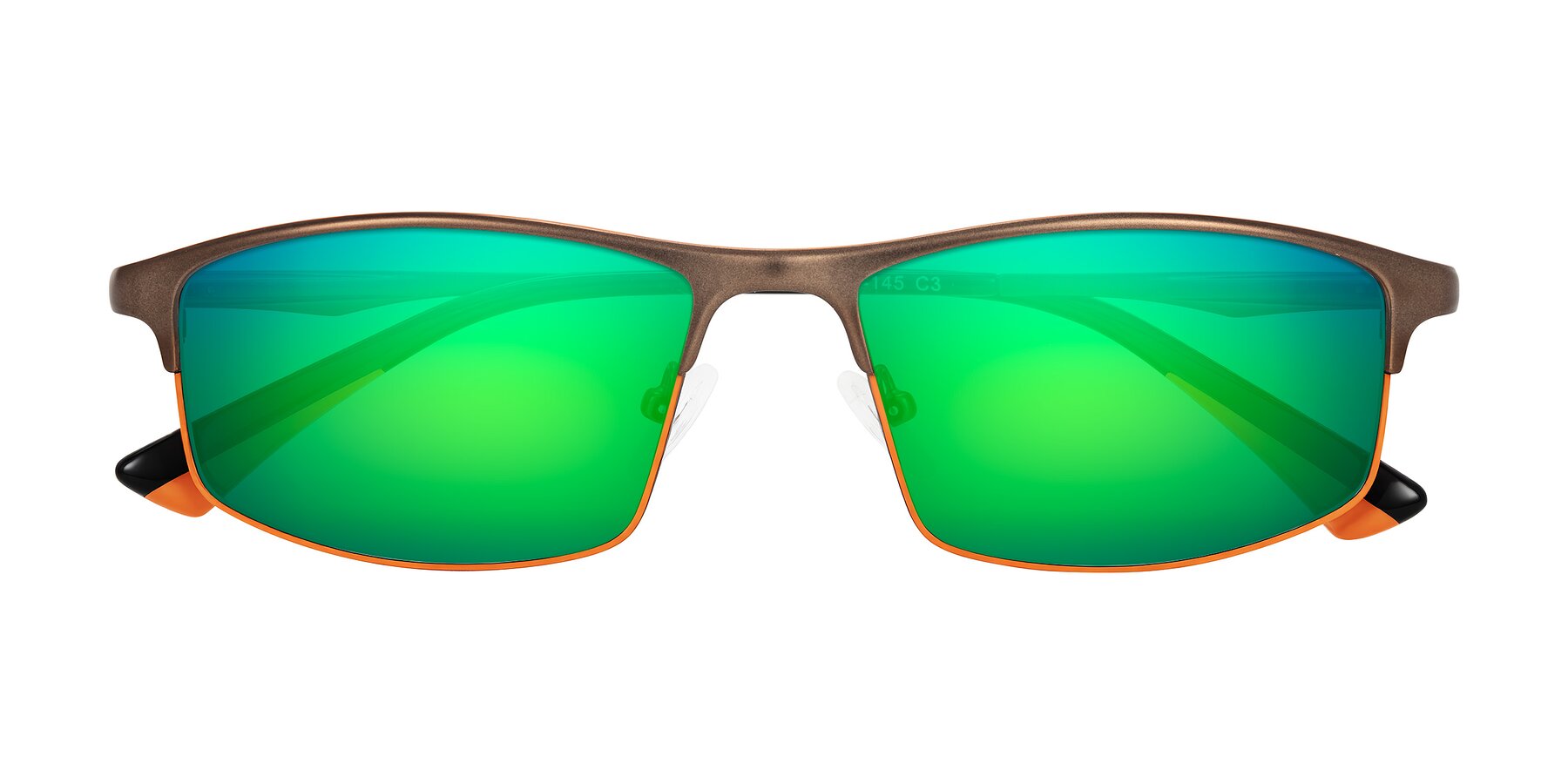 Folded Front of Monnow in Brown/Orange with Green Mirrored Lenses