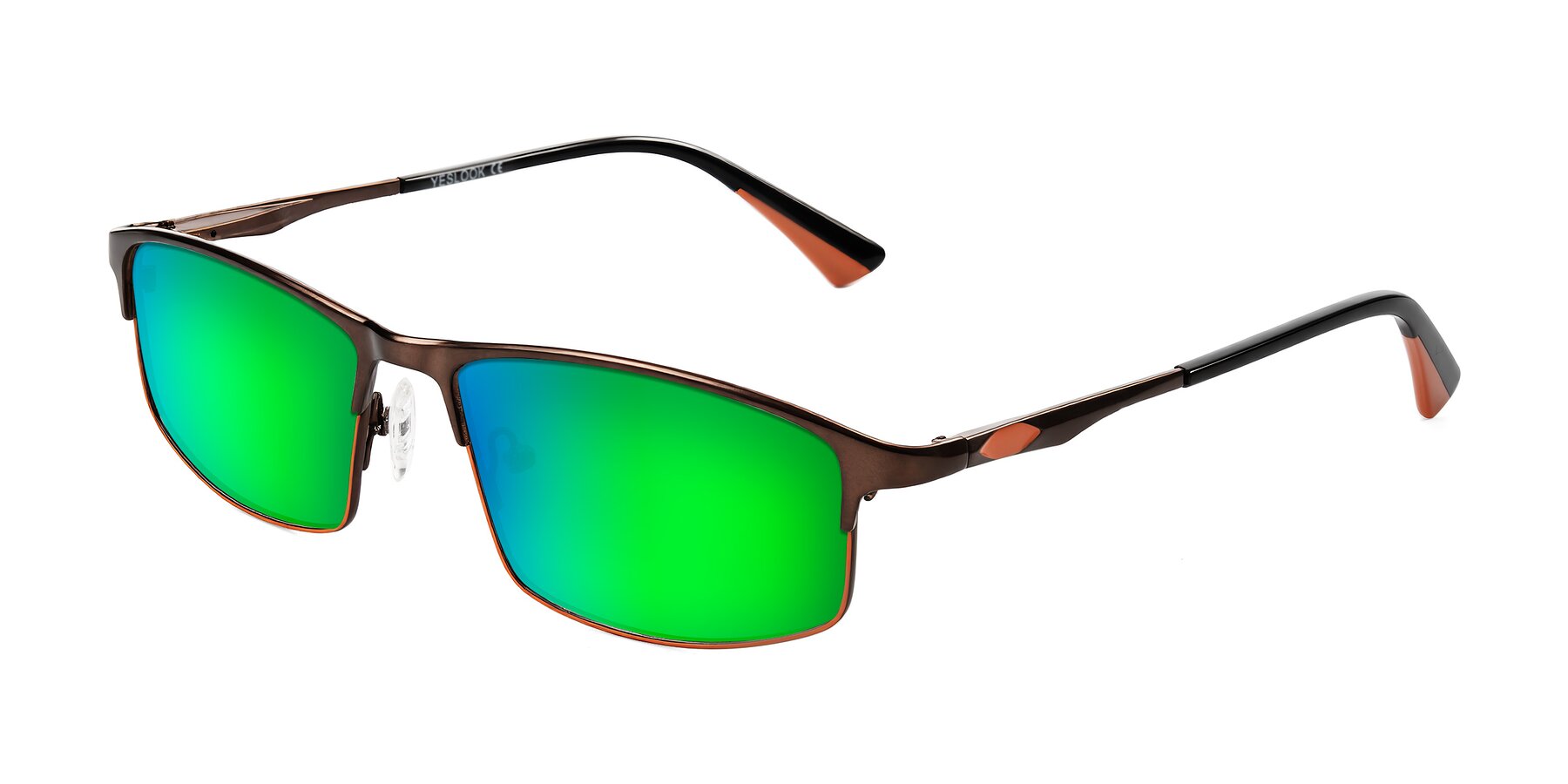 Angle of Monnow in Brown/Orange with Green Mirrored Lenses