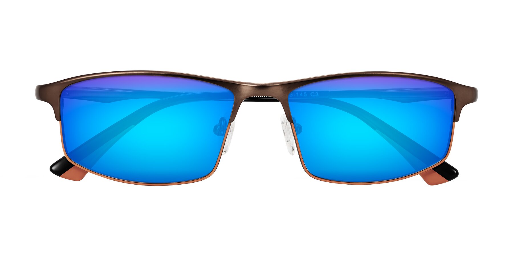 Folded Front of Monnow in Brown/Orange with Blue Mirrored Lenses