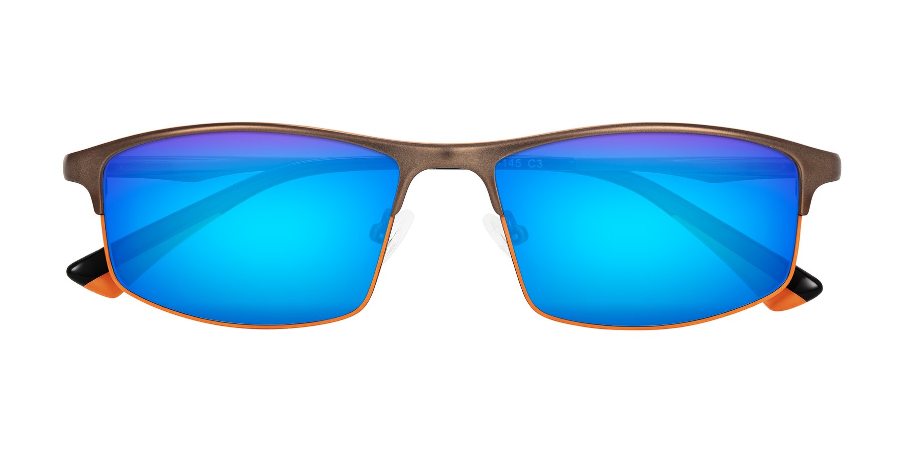Folded Front of Monnow in Brown/Orange with Blue Mirrored Lenses