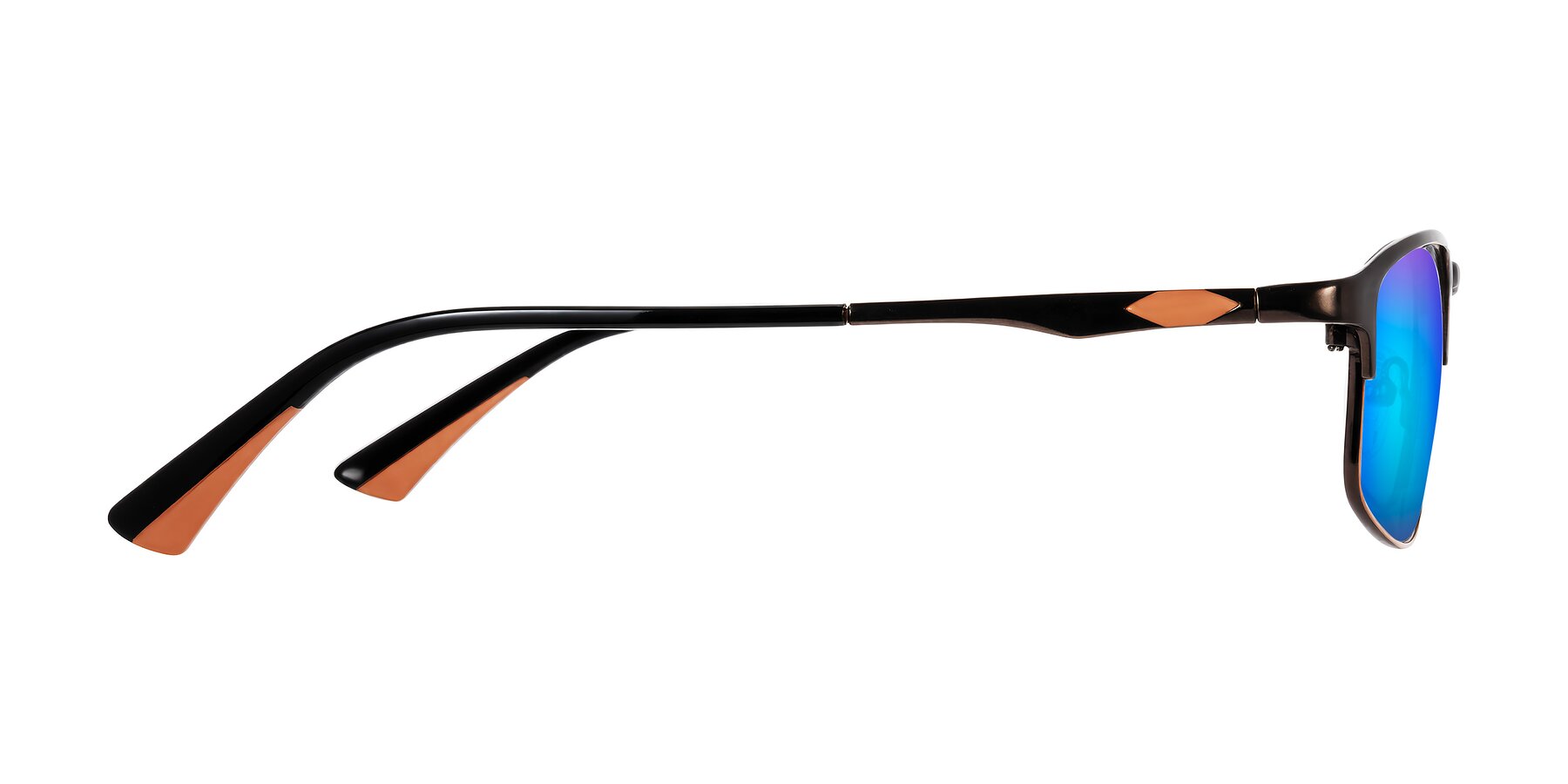 Side of Monnow in Brown/Orange with Blue Mirrored Lenses