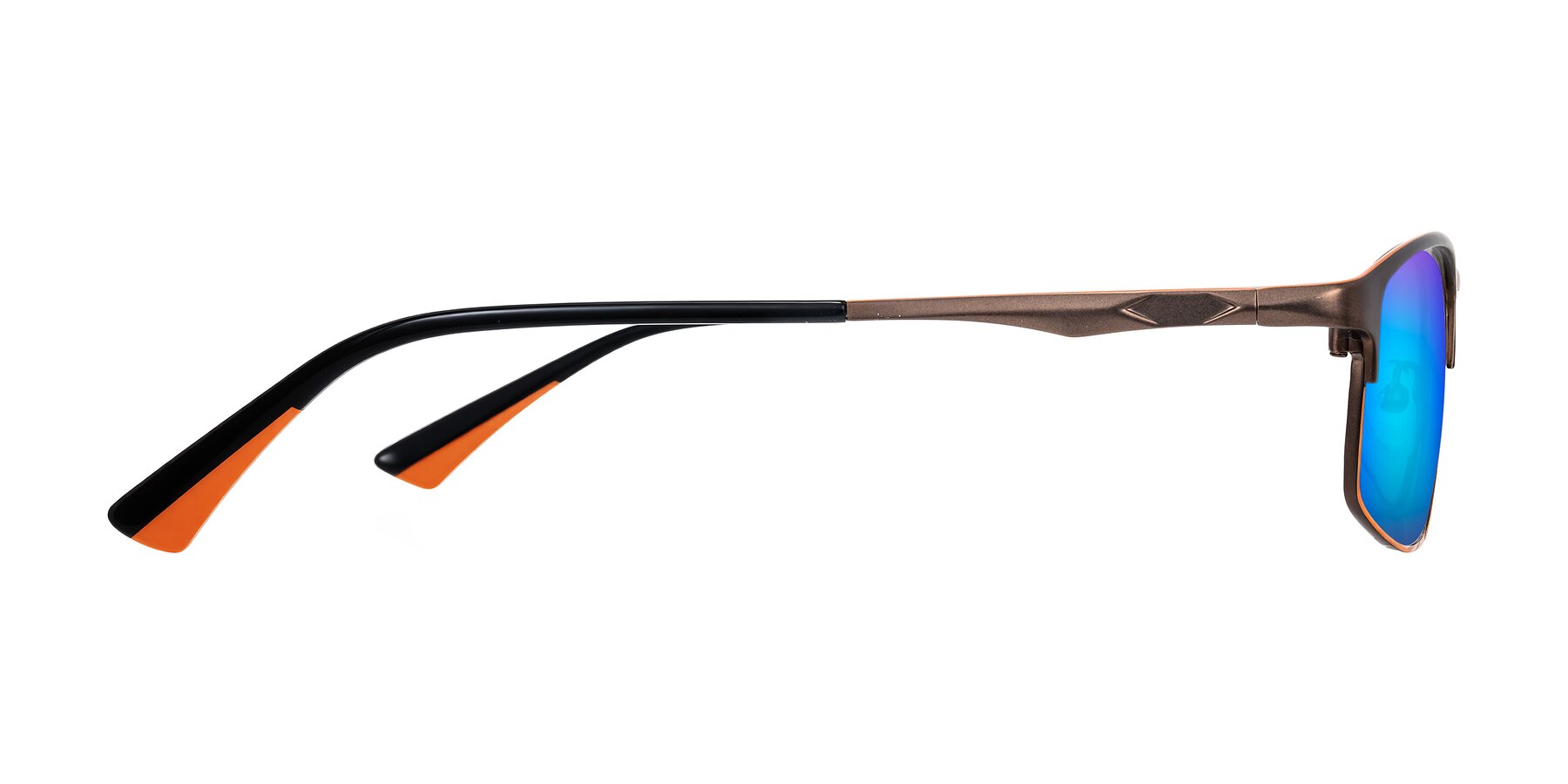 Side of Monnow in Brown/Orange with Blue Mirrored Lenses