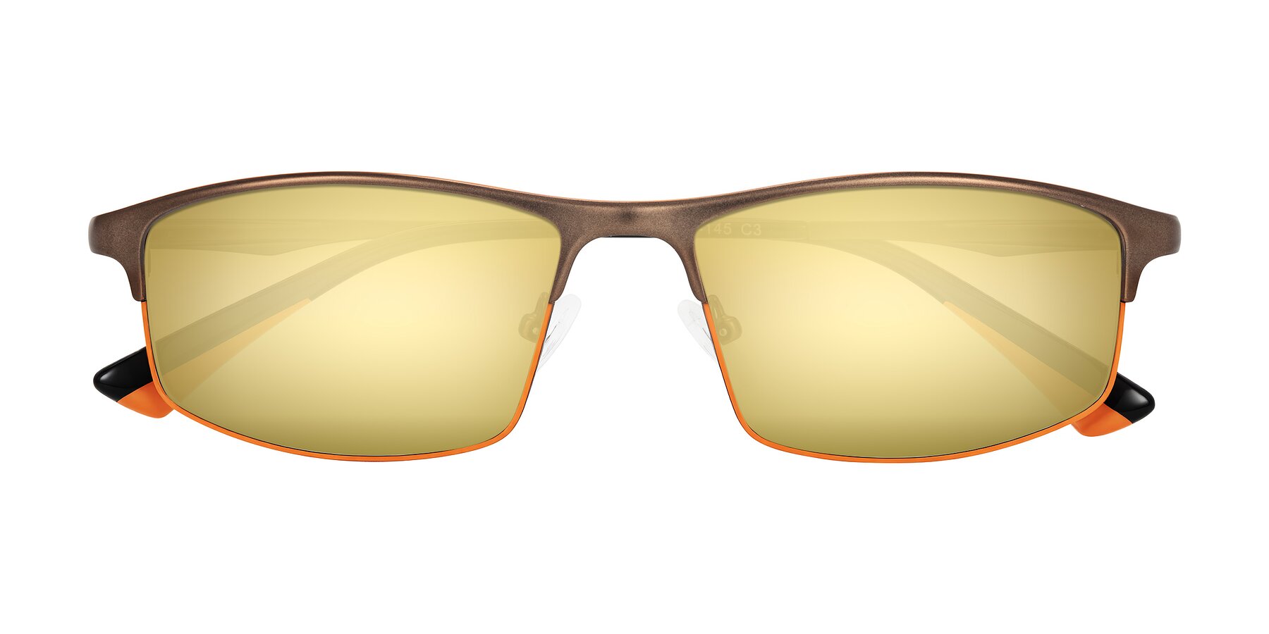 Folded Front of Monnow in Brown/Orange with Gold Mirrored Lenses