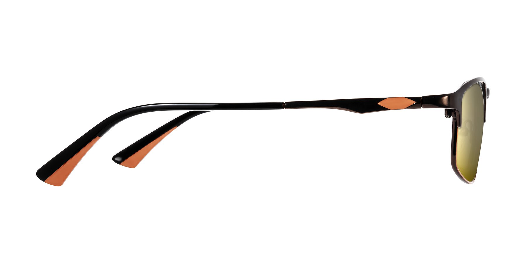 Side of Monnow in Brown/Orange with Gold Mirrored Lenses