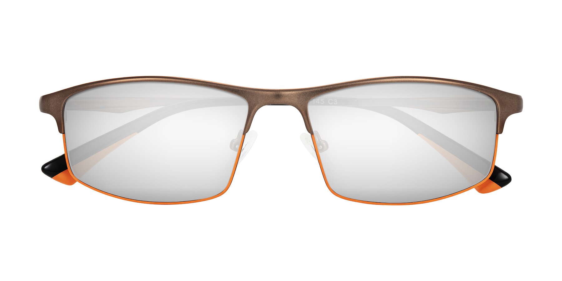 Folded Front of Monnow in Brown/Orange with Silver Mirrored Lenses