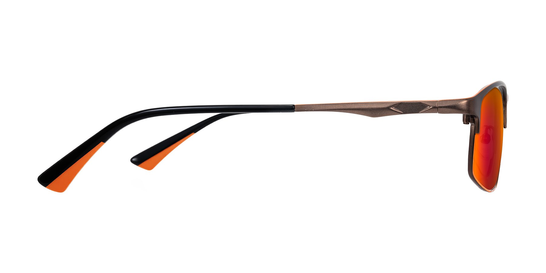 Side of Monnow in Brown/Orange with Red Gold Mirrored Lenses