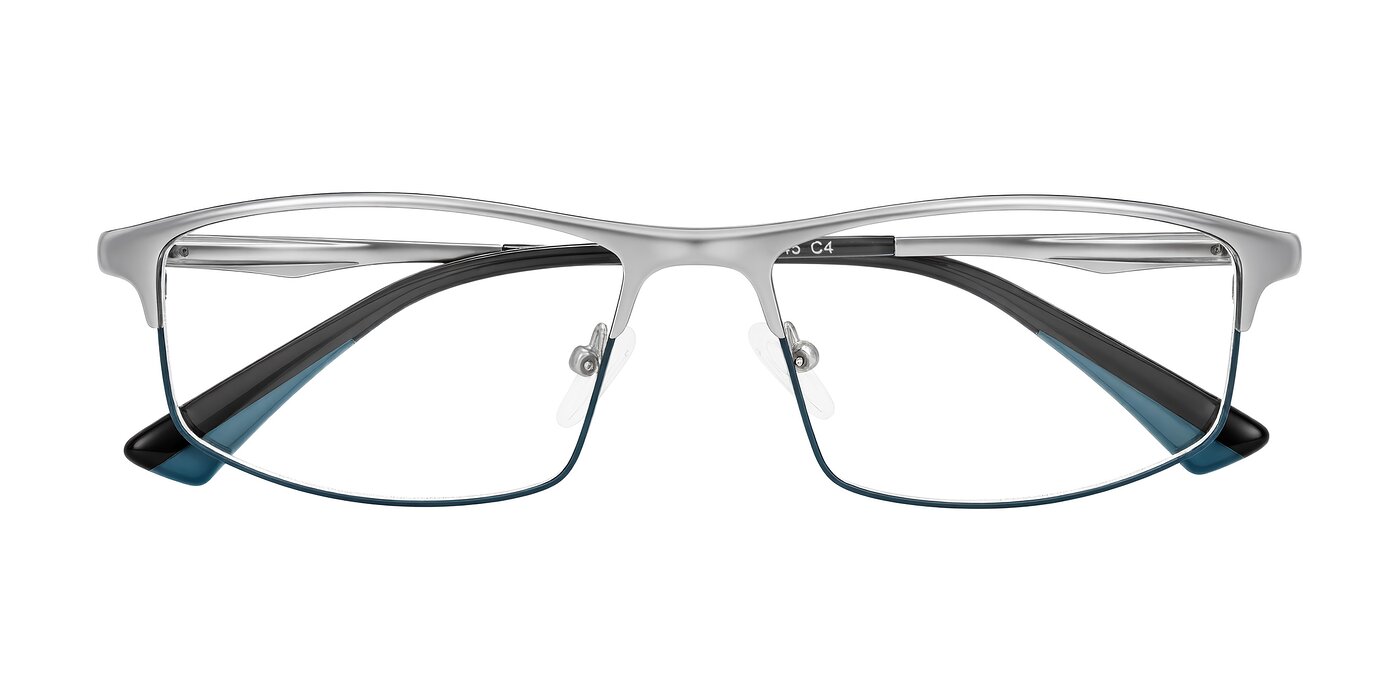 Monnow - Silver/Peacock Blue Reading Glasses