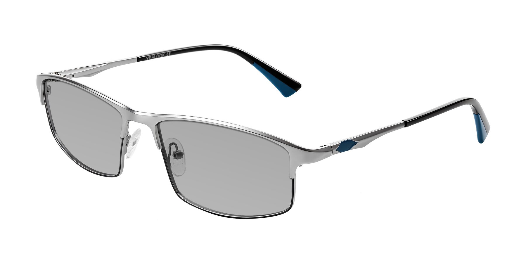 Angle of Monnow in Silver/Peacock Blue with Light Gray Tinted Lenses