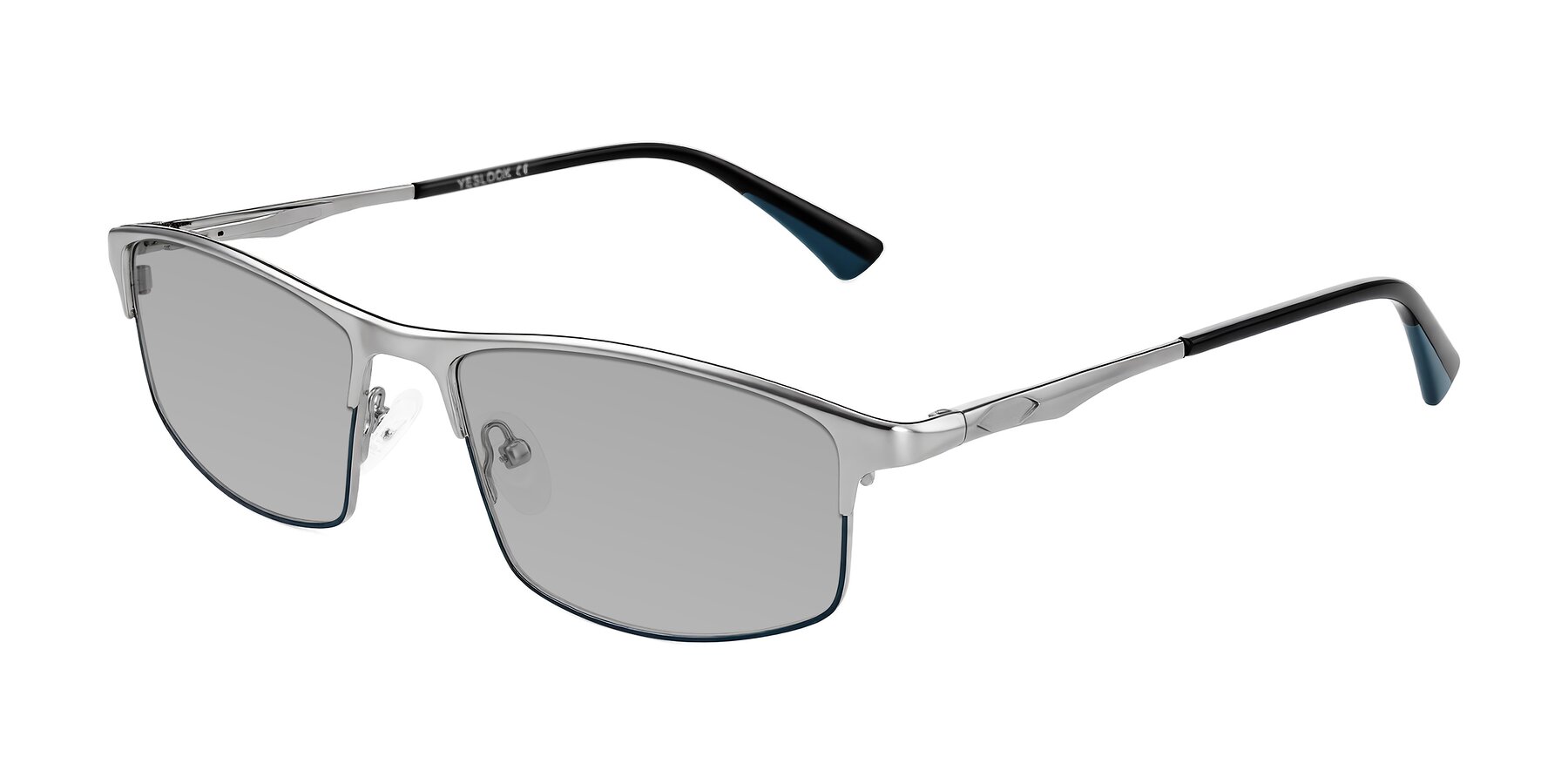 Angle of Monnow in Silver/Peacock Blue with Light Gray Tinted Lenses