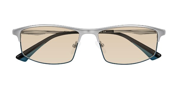 Front of Monnow in Silver/Peacock Blue