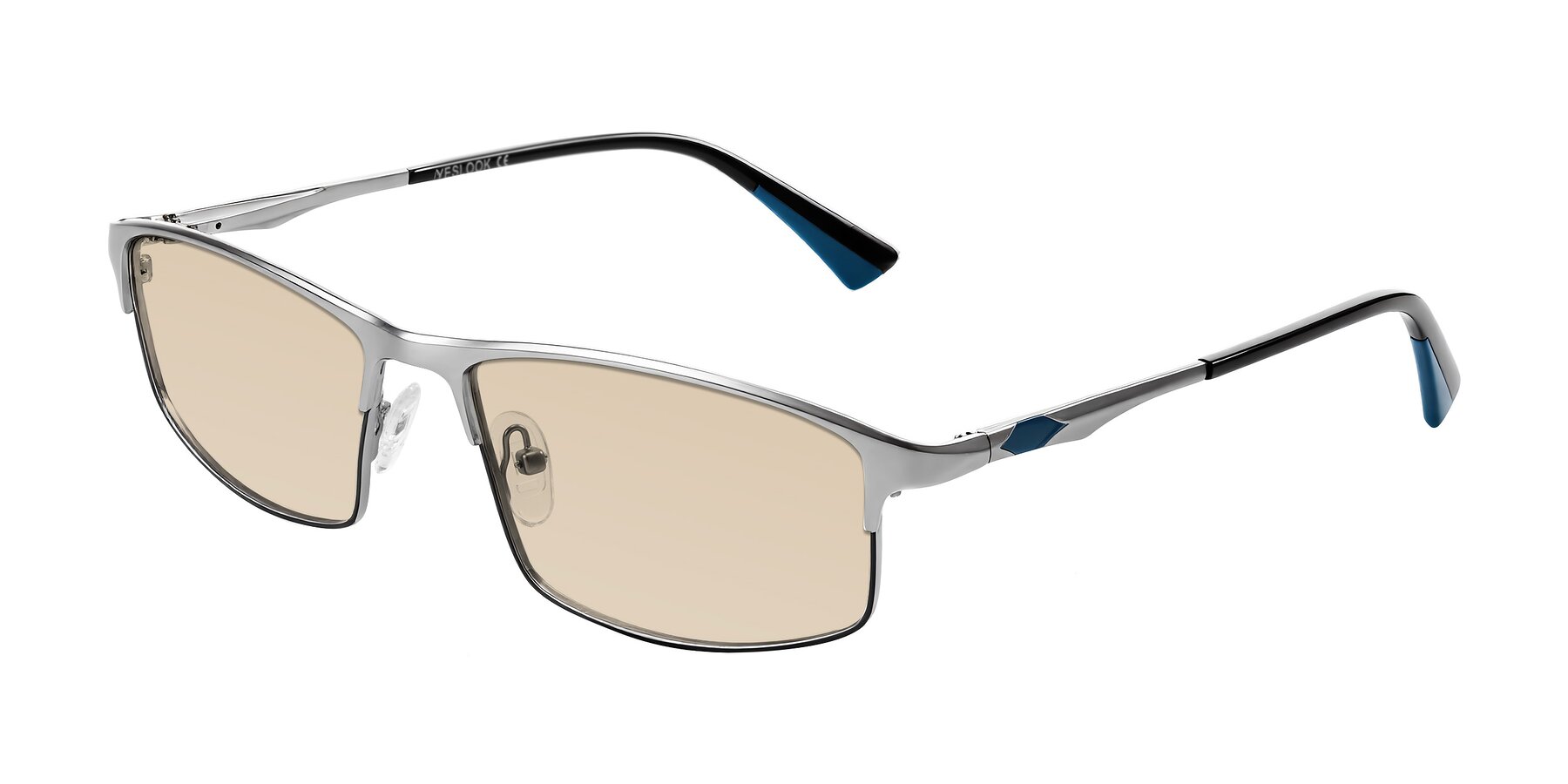 Angle of Monnow in Silver/Peacock Blue with Light Brown Tinted Lenses