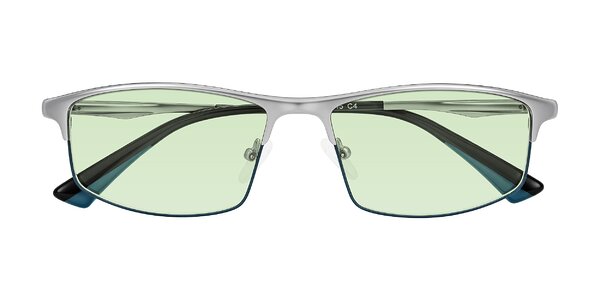 Front of Monnow in Silver/Peacock Blue