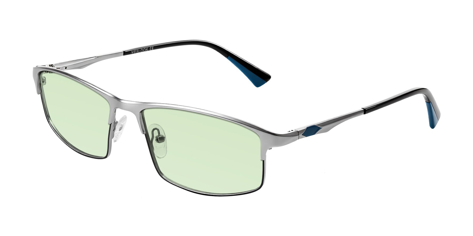 Angle of Monnow in Silver/Peacock Blue with Light Green Tinted Lenses