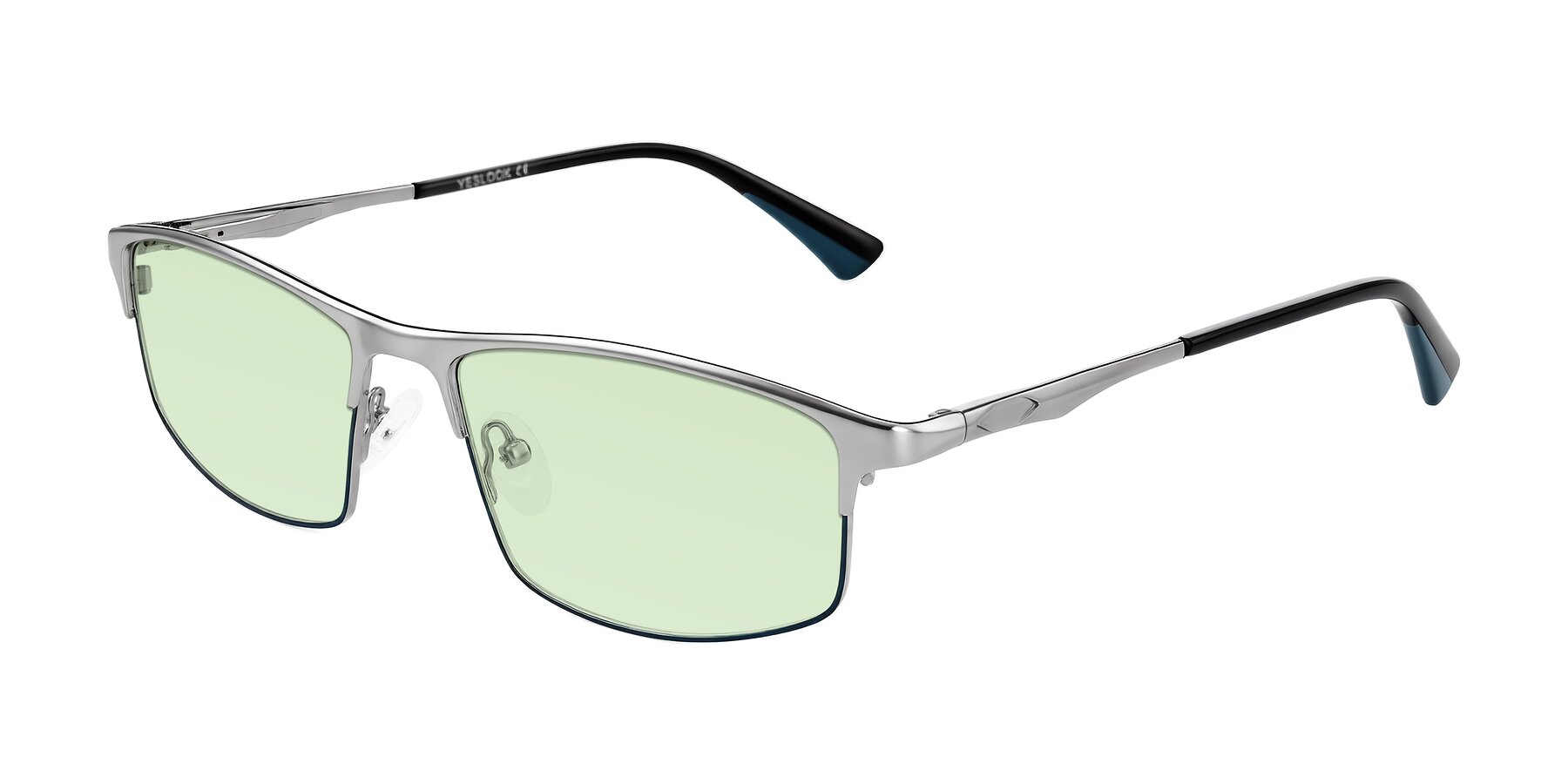 Angle of Monnow in Silver/Peacock Blue with Light Green Tinted Lenses