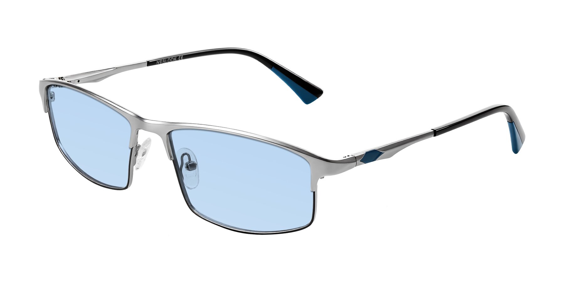 Angle of Monnow in Silver/Peacock Blue with Light Blue Tinted Lenses